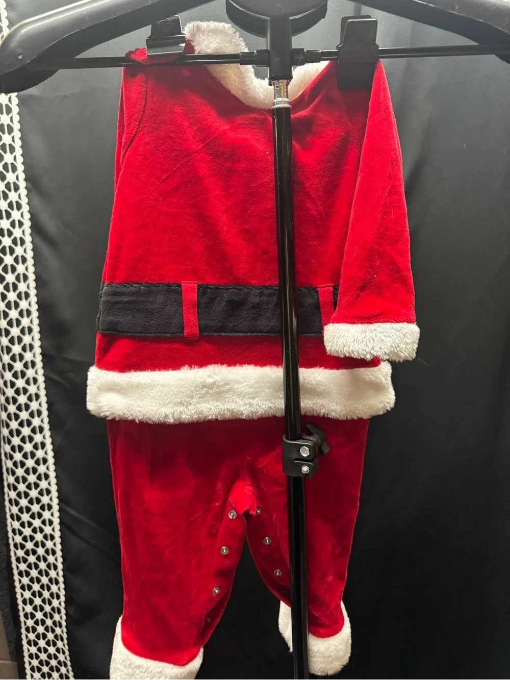 okie dokie Red and White Santa-Inspired Kids Costume with Black Belt